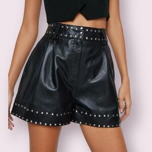 Nasty Gal Black High Waist Studded Shorts